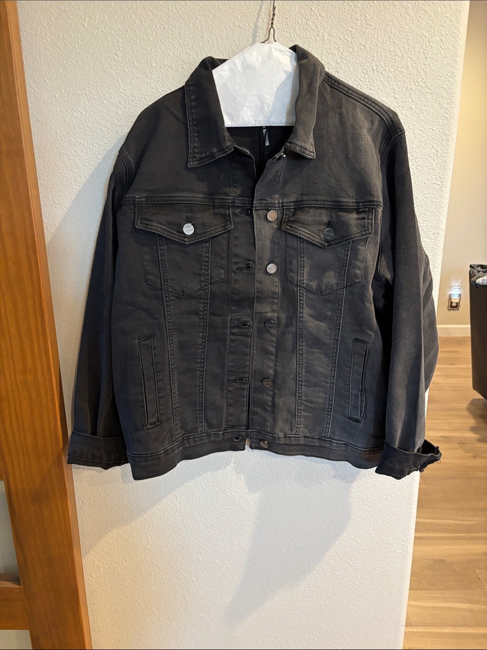 Risen Women's Black/Grey Combo Denim Jacket - Classic Trucker Style